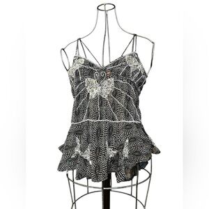 Y2K silver butterfly vintage tank top, medium